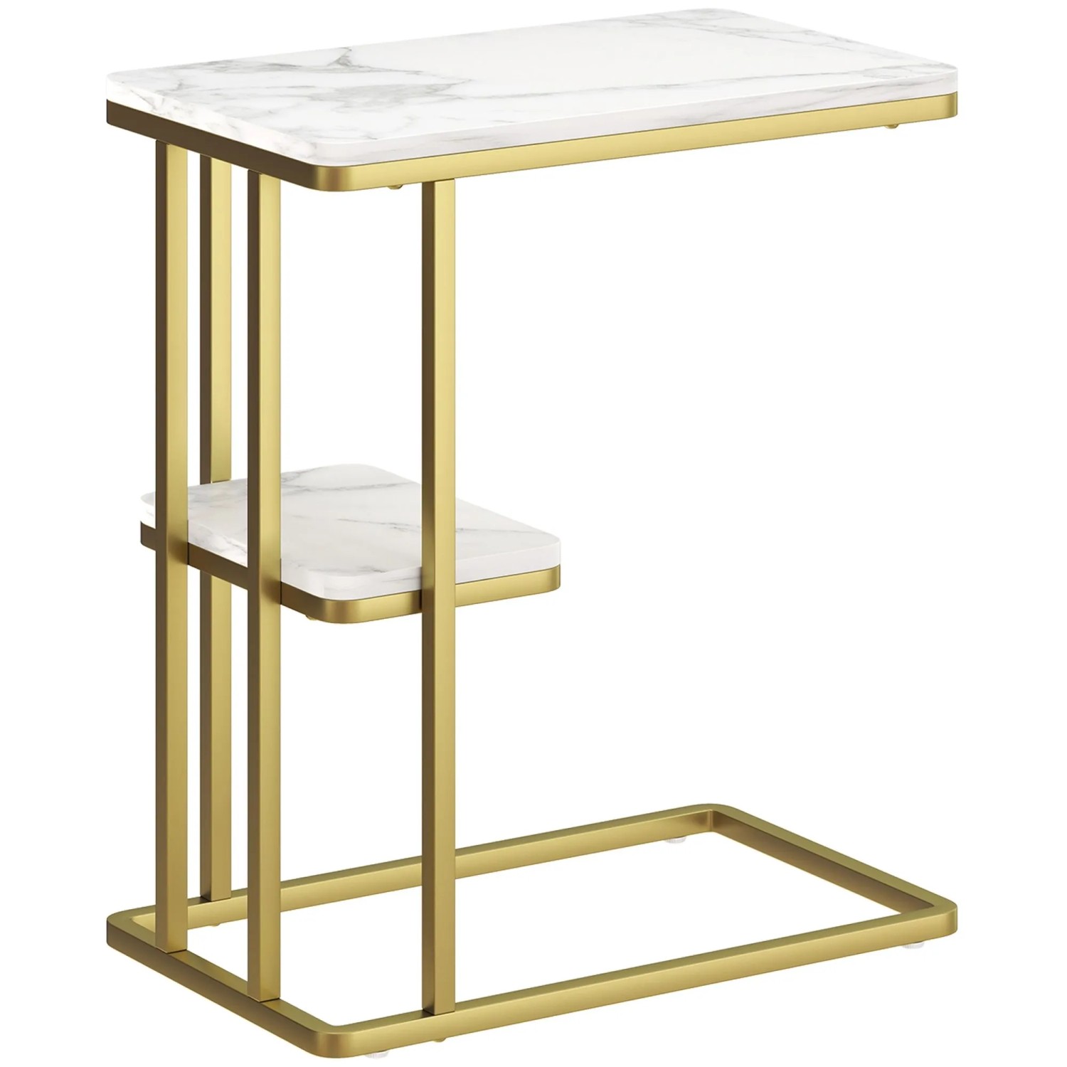 HOMCOM Beistelltisch MDF Stahl 50L x 30B x 57,5H cm Weiß