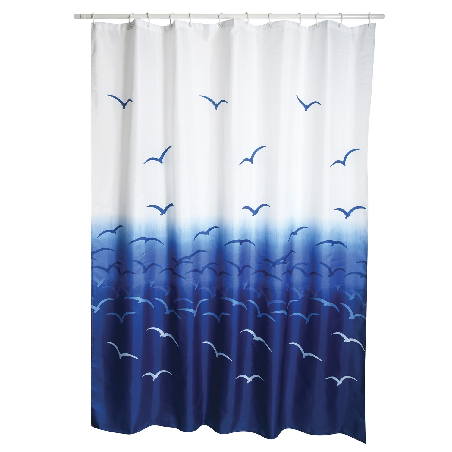 MSV Duschvorhang Möwen 180 cm x 200 cm Blau-Weiß günstig online kaufen
