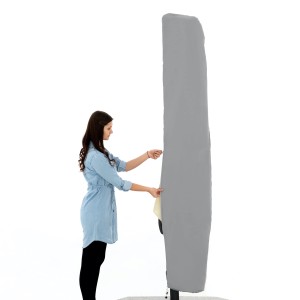 Graue Derby Schutzhülle für Ravenna Pendelschirme (300, 350, 3x3) mit Reißverschluss und Stab.