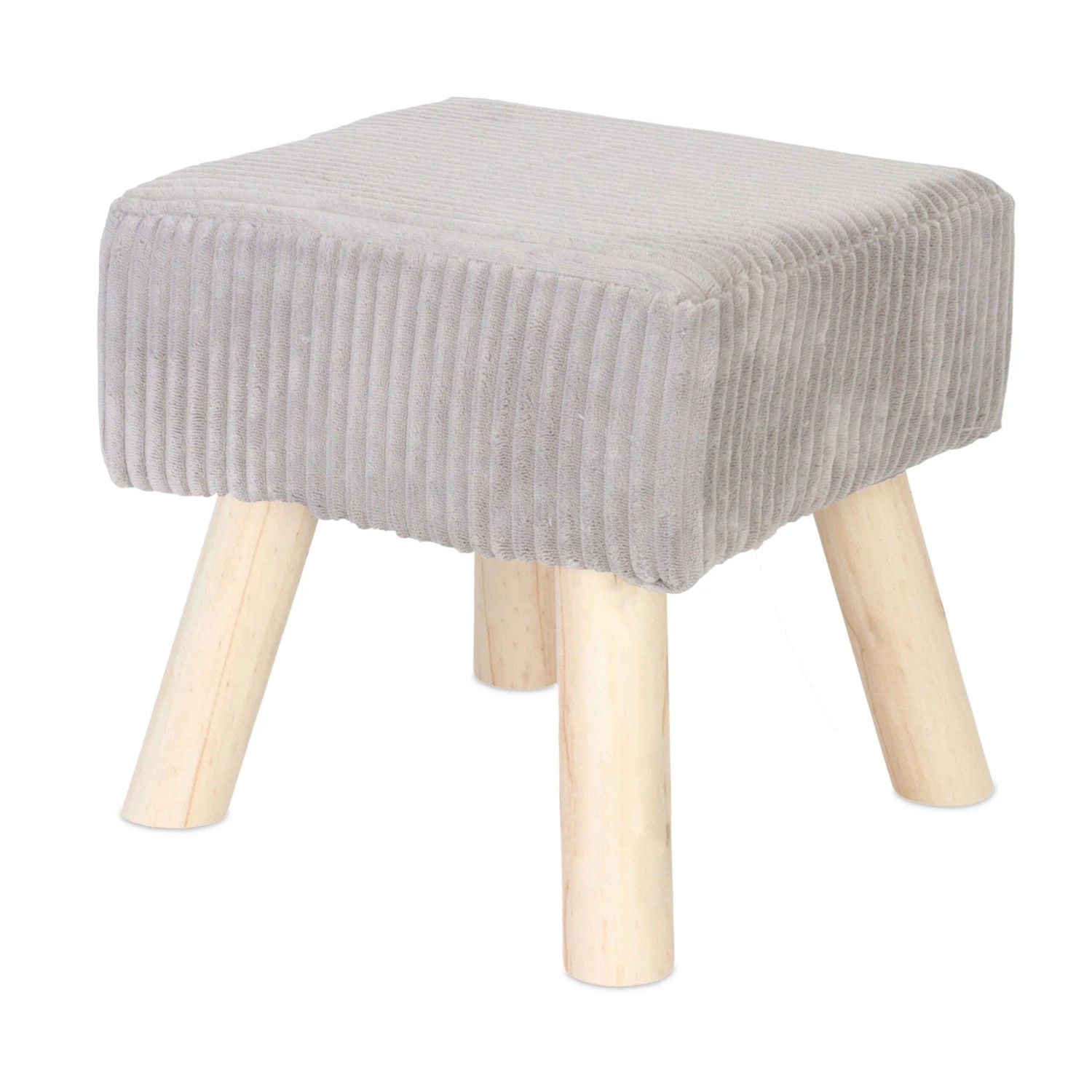 Relaxdays Hocker Cord Hellgrau Gepolstert 30 cm x 30 cm x 30 cm