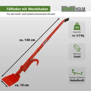 TRUTZHOLM Profi Fällheber 130 cm 10 cm Breit Wendehaken