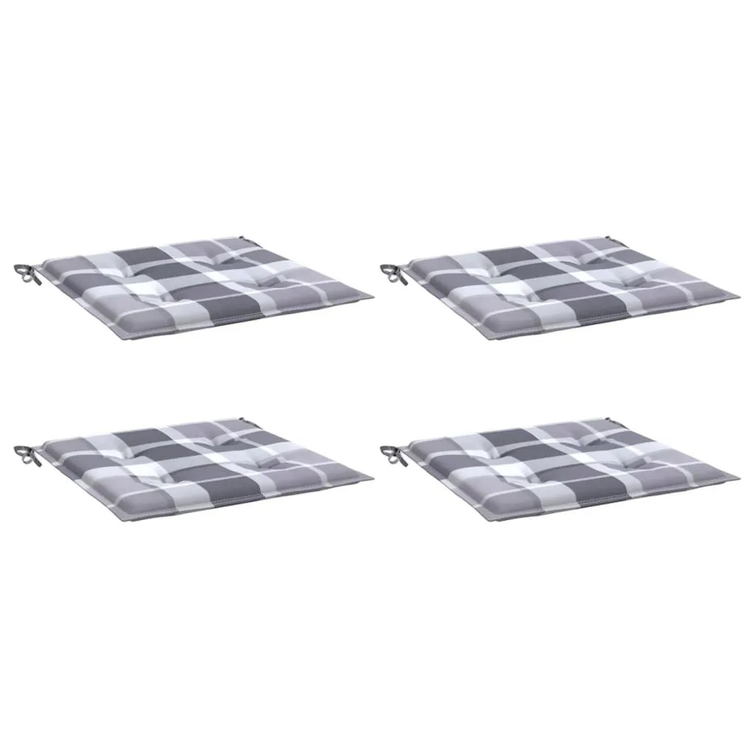 vidaXL Gartenstuhl-Kissen 4 Stk Grau Karomuster 50x50x4 cm 314072 günstig online kaufen