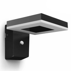 Moderne, eckige Philips Solar-Wandleuchte Zonal mit Bewegungssensor, 3.000 K.