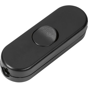 Schwarzer Schnurzwischenschalter (3A) für Lampeninstallationen.