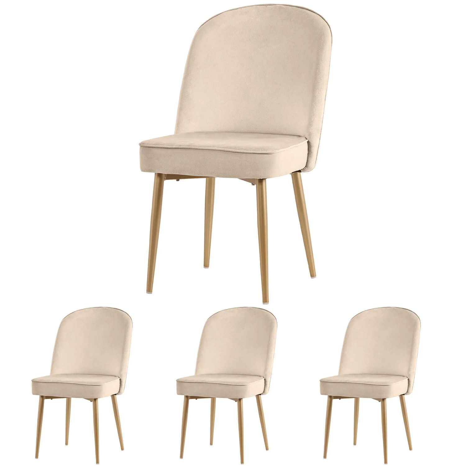 Merax Esszimmerstuhl 4Er Set Beige Samt Goldfarbene Beine