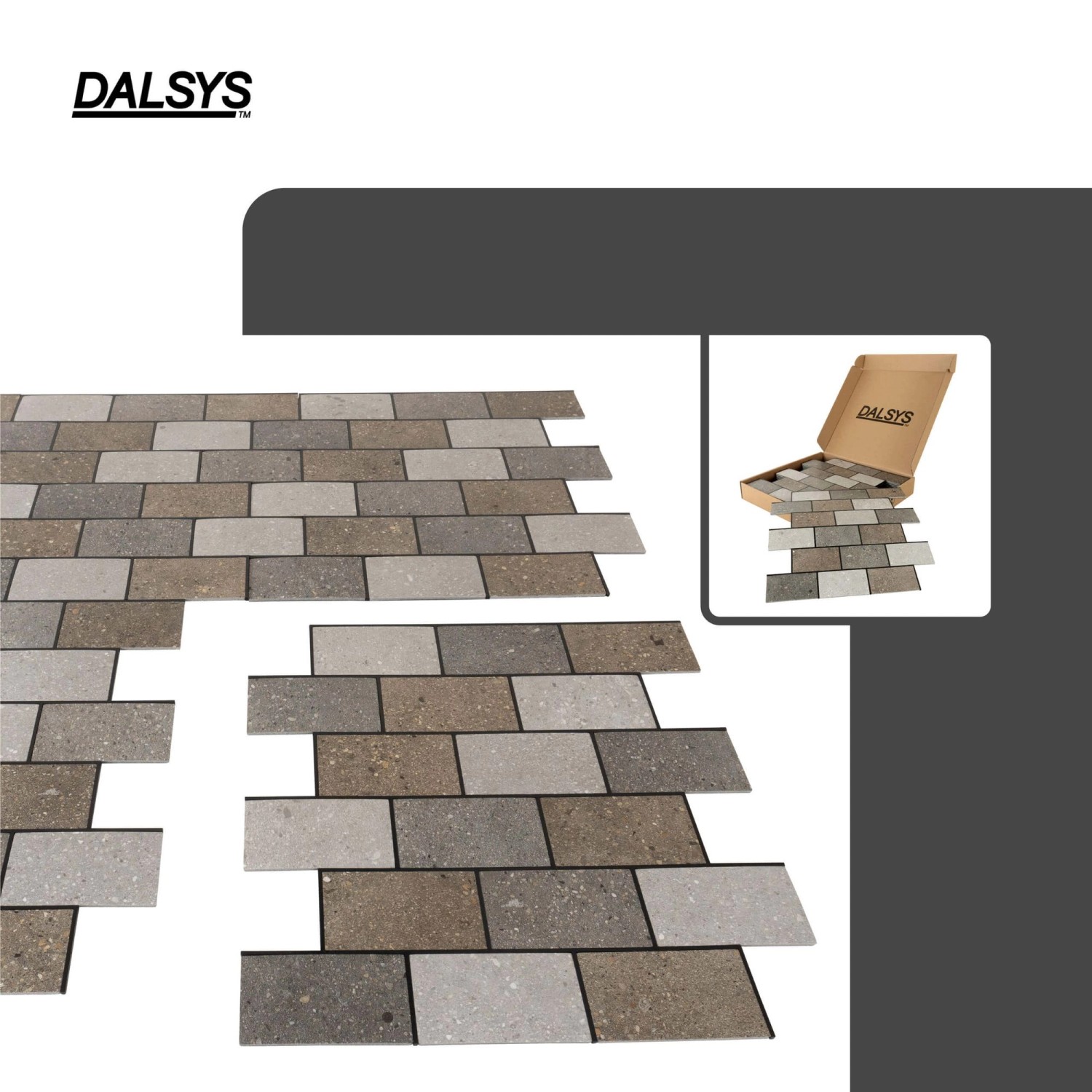 Dalsys Selbstklebende Fliesen 0,87m² 11 Stück Steinoptik Natur Braun Grau_3