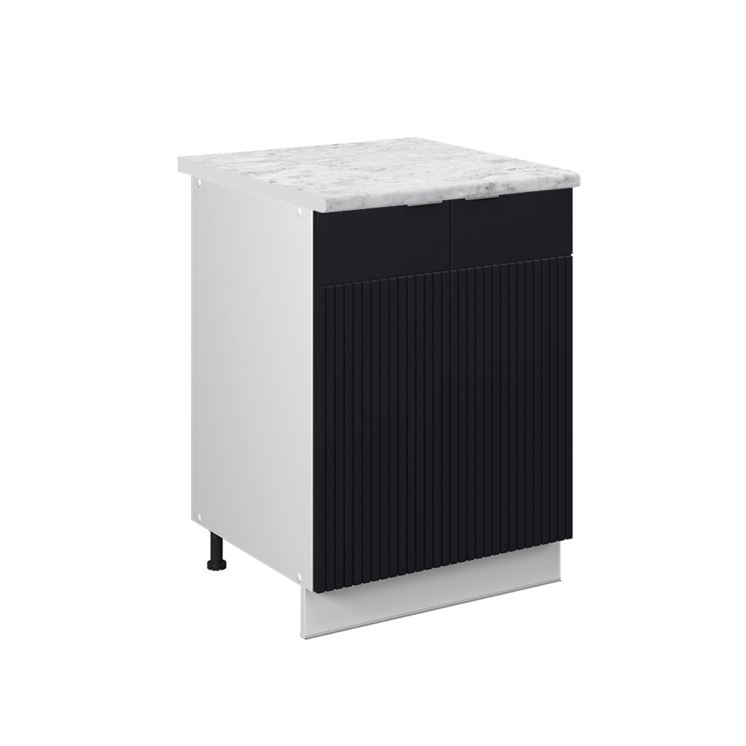 Vicco Küchenunterschrank Fame-Line Schwarz Gestreift 60 cm AP Marmor mit We günstig online kaufen
