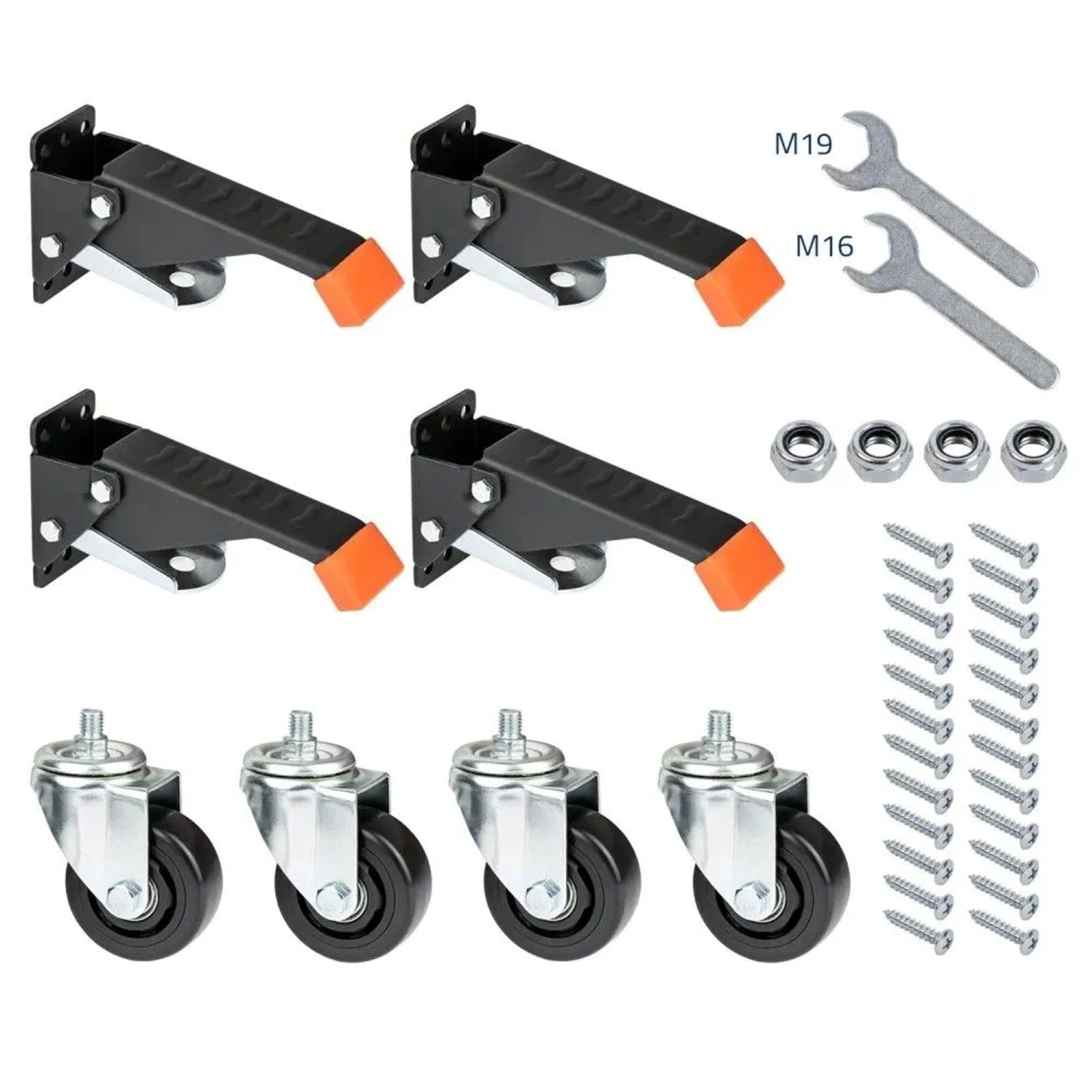 HMF 6750 Schwerlastrollen Absenkbar für Werkbank 4 Stück 76 mm bis 400 kg Schwarz_7