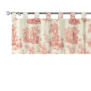 Kurzgardine Creme-Rot mit Schlaufen und antikem Muster, 390x40 cm. Blickdichter Fenstervorhang.