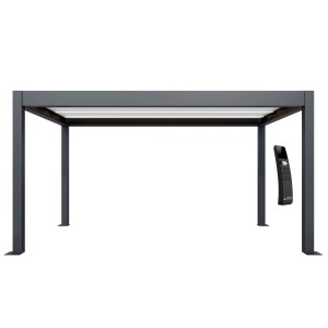 Dreamgarden Pergola 6 x 4 x 2,7 m Verona Elektrisch Gerüst Anthrazit Weiß Lamellendach