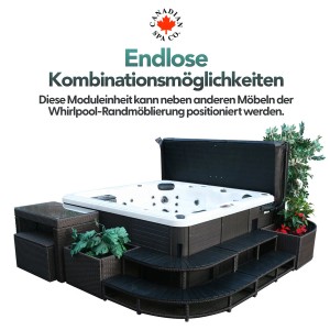 Canadian Spa Rattantreppe, braune 2-Stufen-Treppe für Whirlpool, 106x56x43cm.