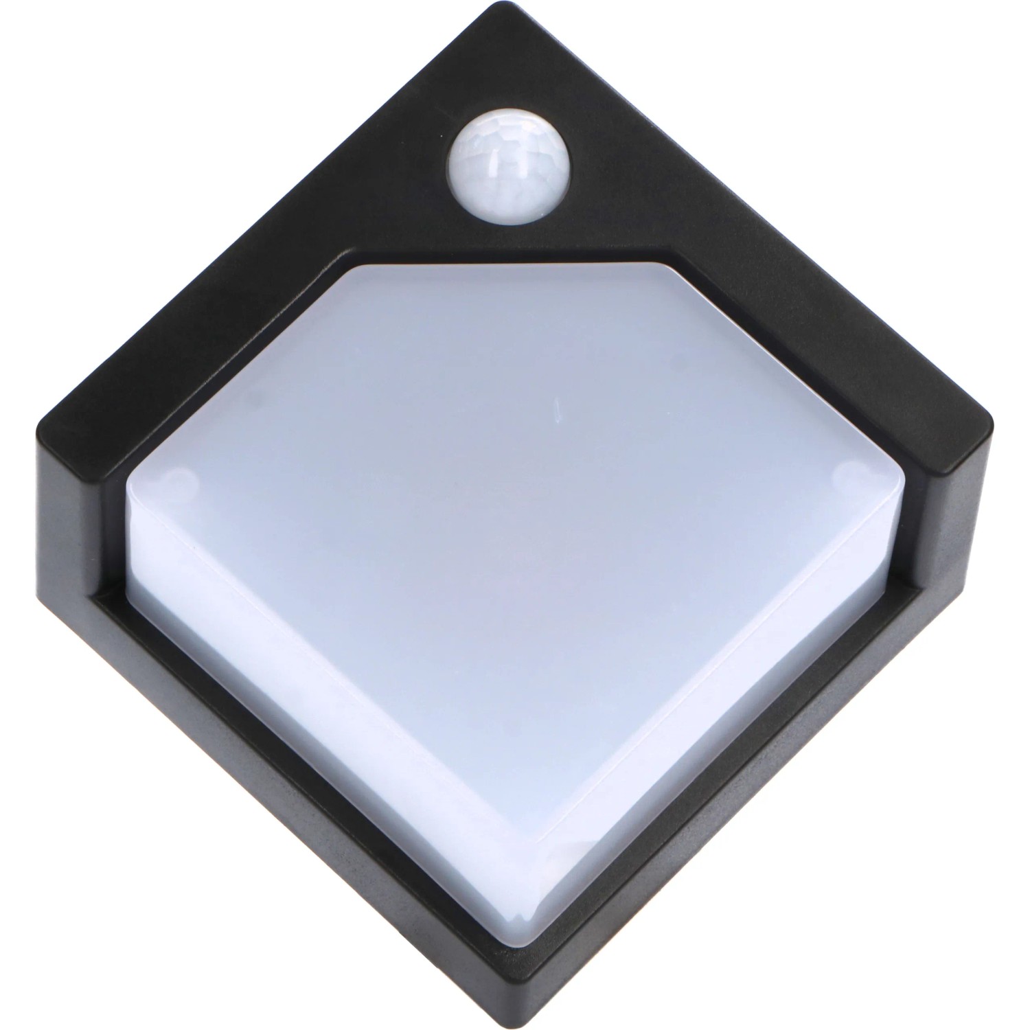 Schwarze Solar-Wandleuchte Pretoria mit Sensor, 1 W, 50 lm, 2700 K, IP44 für den Außenbereich.