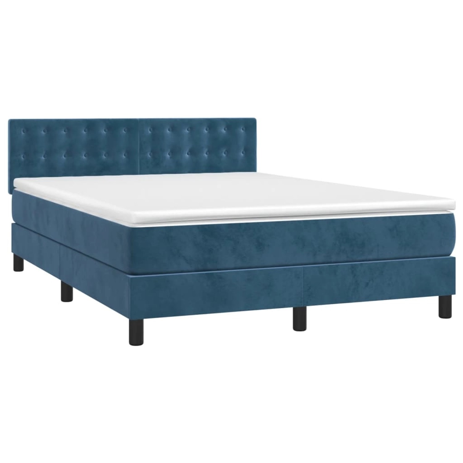 vidaXL Boxspringbett mit Matratze & LED Dunkelblau 140x190 cm Samt 3134643 günstig online kaufen