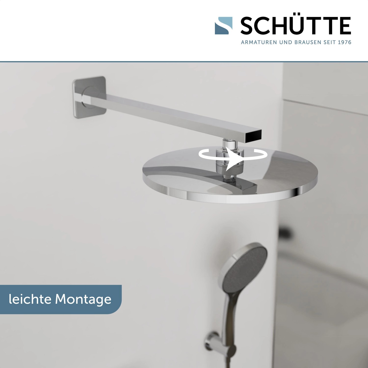 Schütte Kopfbrause Capri in Chrom/Anthrazit, Regendusche mit Drehfunktion.