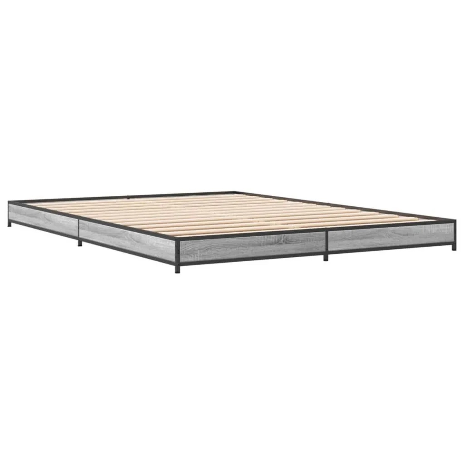 vidaXL Bettgestell Grau Sonoma 120x200 cm Holzwerkstoff und Metall 845154 günstig online kaufen