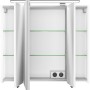 Pelipal Spiegelschrank 4010, 80 cm, Weiß Glänzend, mit offenen Türen und Glasböden.