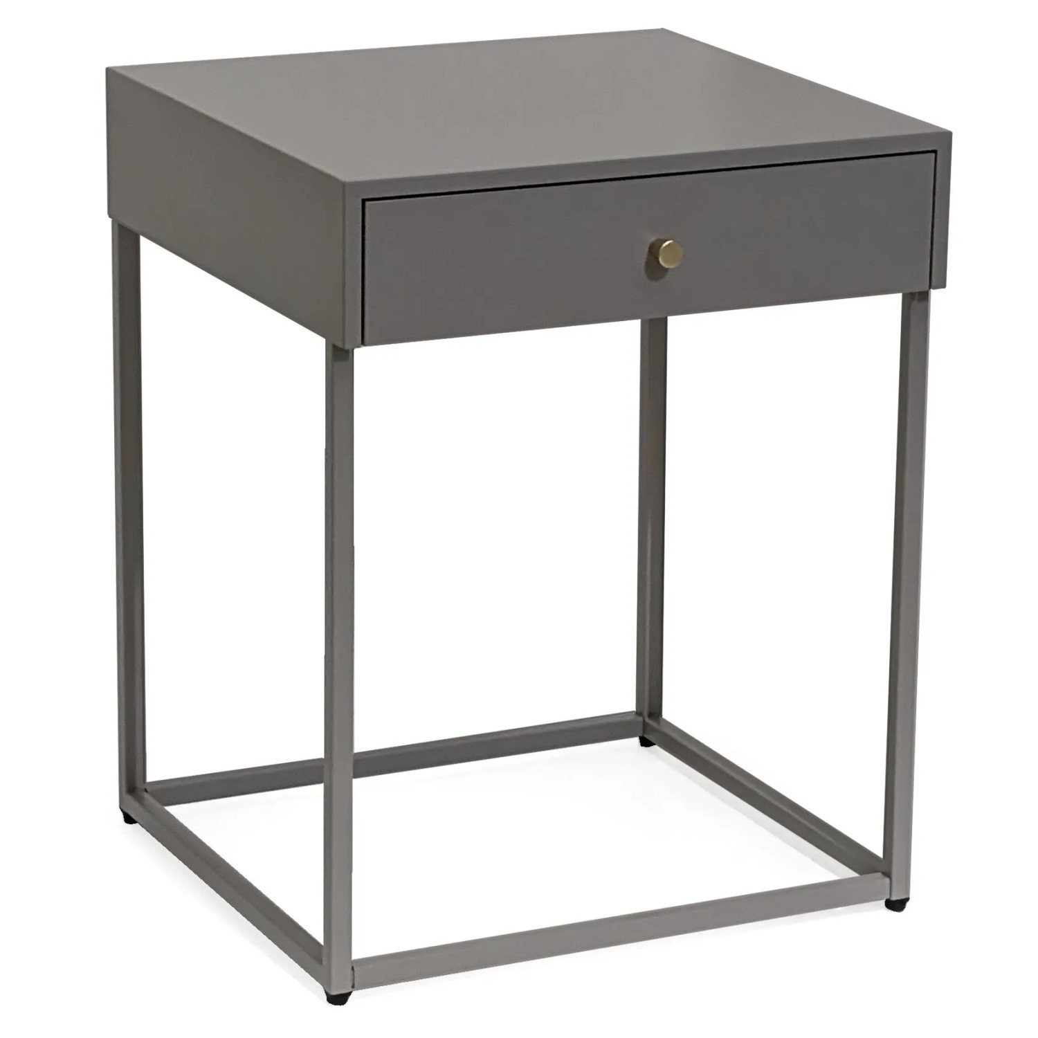 osoltus Cube Beistelltisch M. Schublade Industrie Design Warm Grey