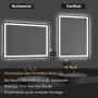 Aica Badspiegel 90x70 cm mit LED-Beleuchtung, horizontal und vertikal montiert.