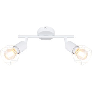 Weißer Globo Spot Xara I mit zwei Leuchten in Drahtkäfig-Optik. Moderner Deckenspot für Innenräume.