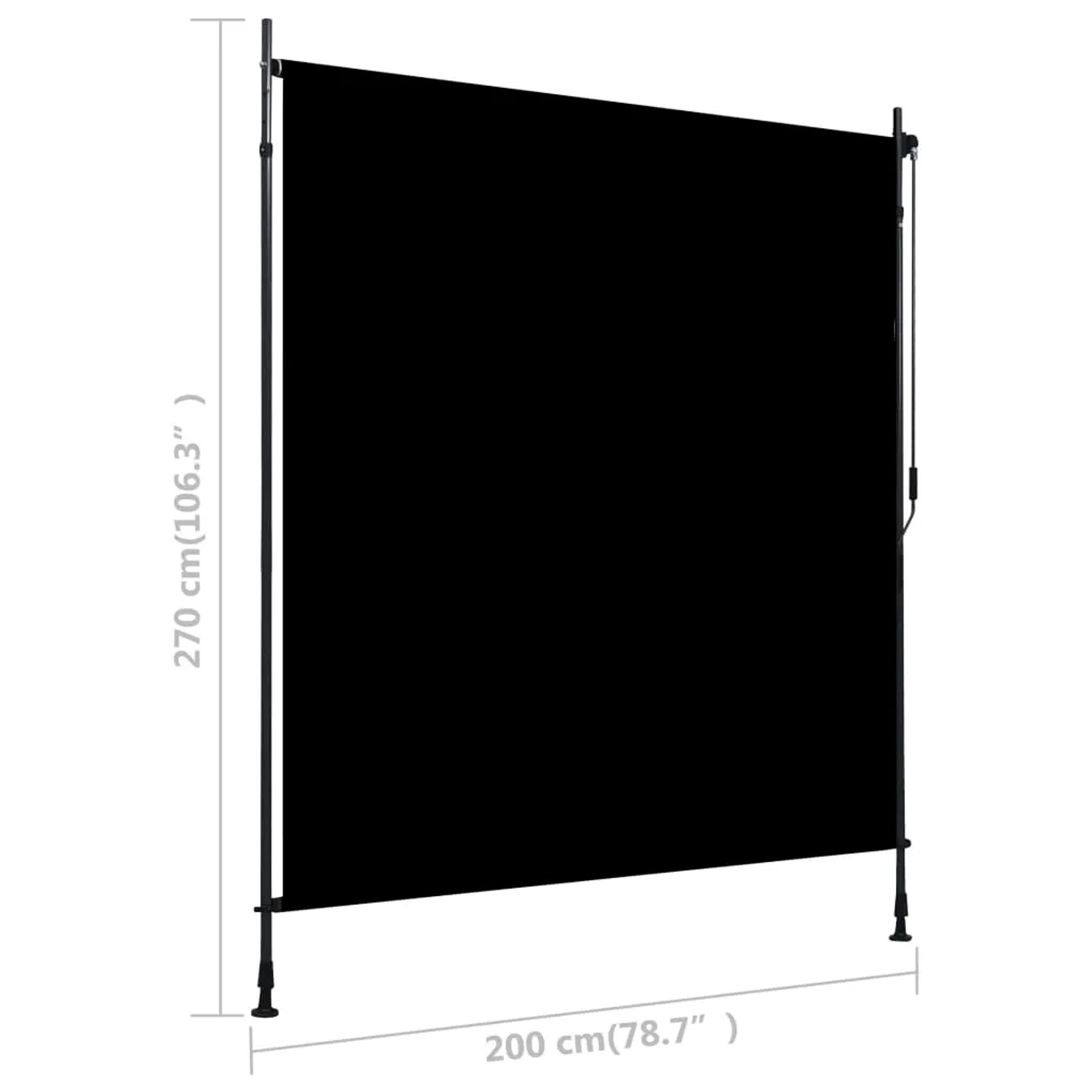 vidaXL Außenrollo, 200x270 cm, Anthrazit. Senkrechtmarkise mit Handkurbel für Balkon, Terrasse & Veranda.