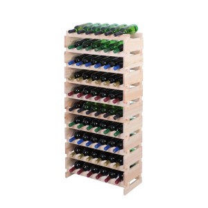 Weinregal VINOTECA FLEX PRO aus Kiefernholz, unbehandelt, für 60 Flaschen auf 10 Ebenen.