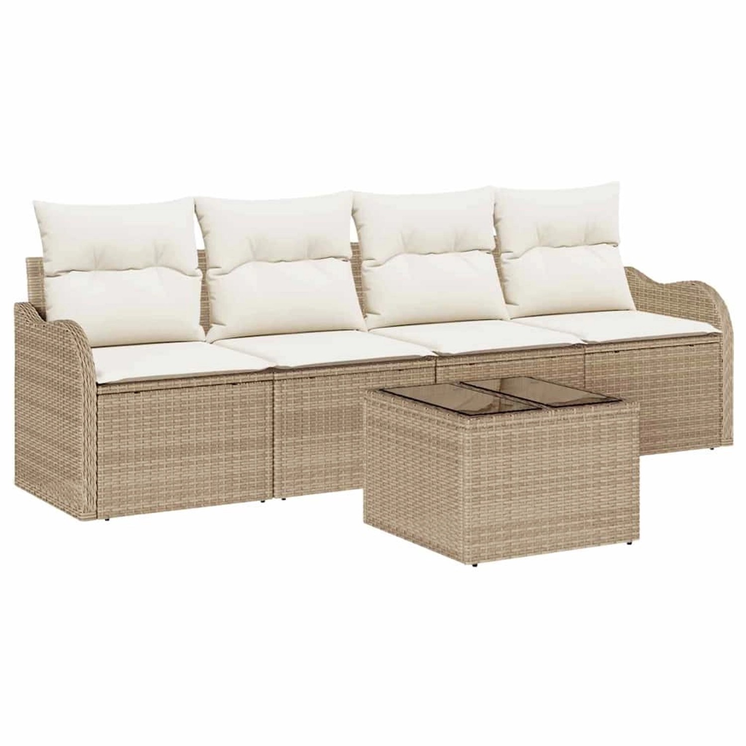 vidaXL Garten-Sofa-Set 5-Tlg Beige Poly Rattan 3345571 günstig online kaufen