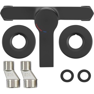 Duscharmatur Bisenzio Einhebel, Schwarz Matt, mit S-Anschlüssen und Montagematerial.