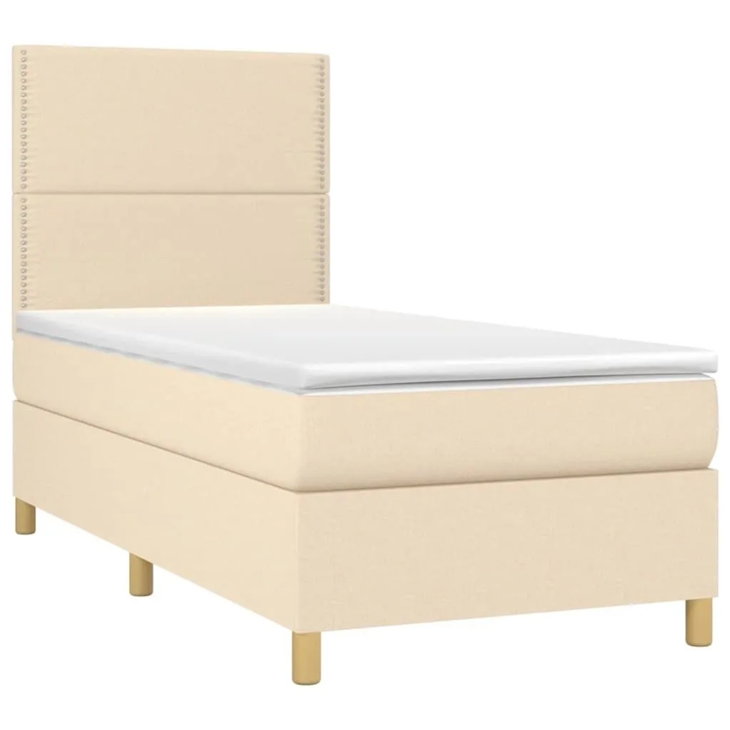 vidaXL Boxspringbett mit Matratze & LED Creme 100x200 cm Stoff 3135338
