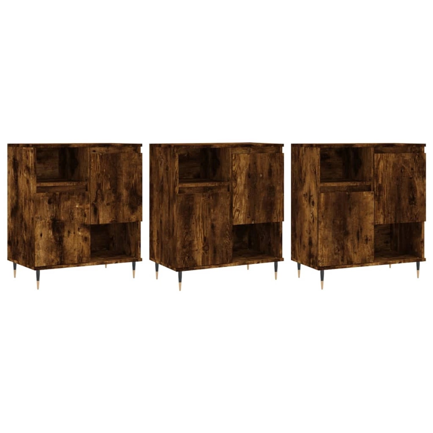 vidaXL Sideboards 3 Stk Räuchereiche Holzwerkstoff 3190146 günstig online kaufen