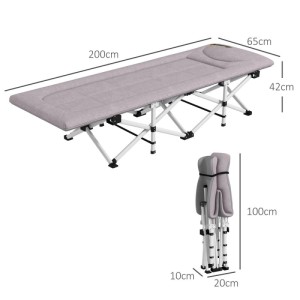 Outsunny Feldbett Stahl Oxford Polyester Grau 185 x 65 x 37 cm