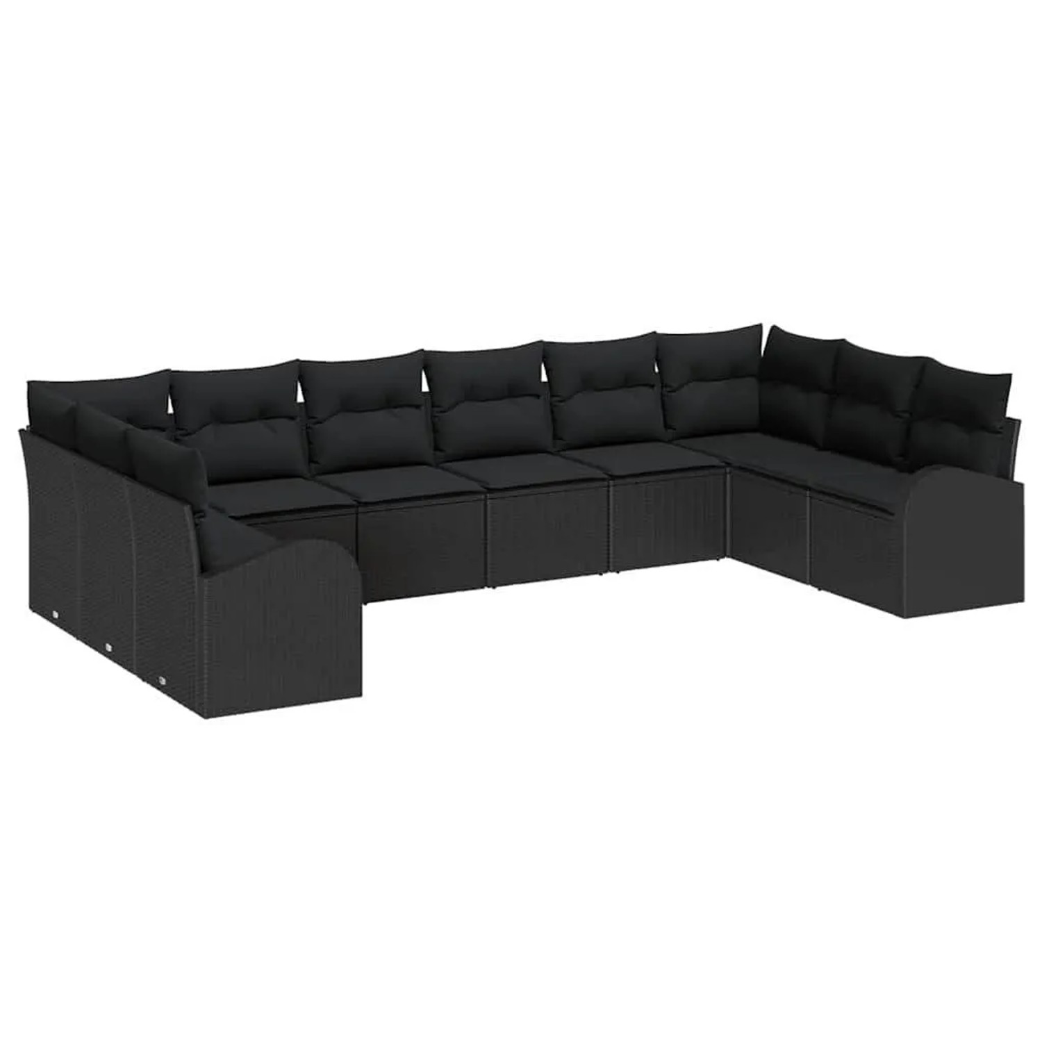 vidaXL Sofa Set mit Kissen mit Speicher 10-Tlg Schwarz Poly-Rattan 3354892 günstig online kaufen