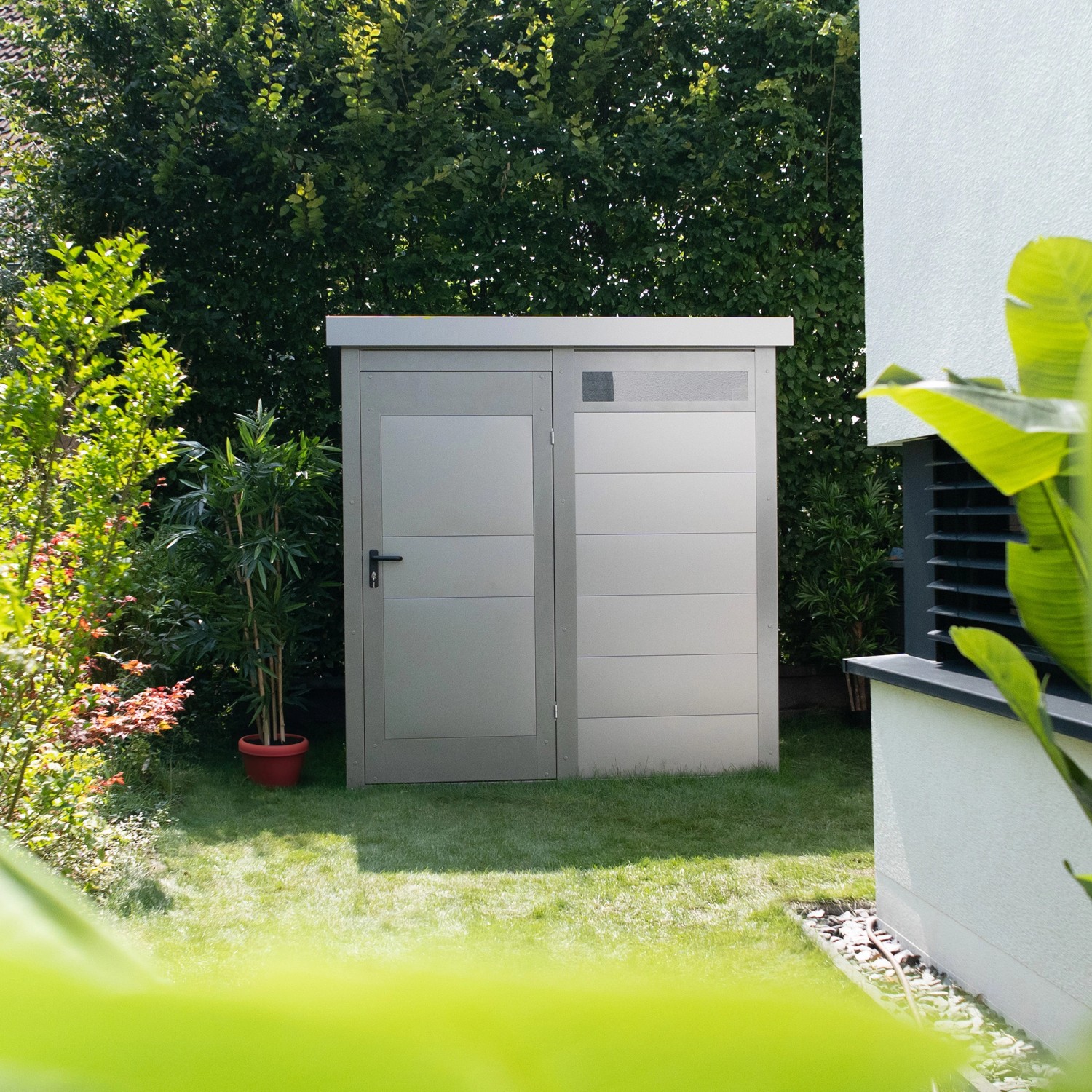 Amazing Spaces Gartenhaus Shape mit Oberlicht 201 cm x 297 cm Graualuminium günstig online kaufen