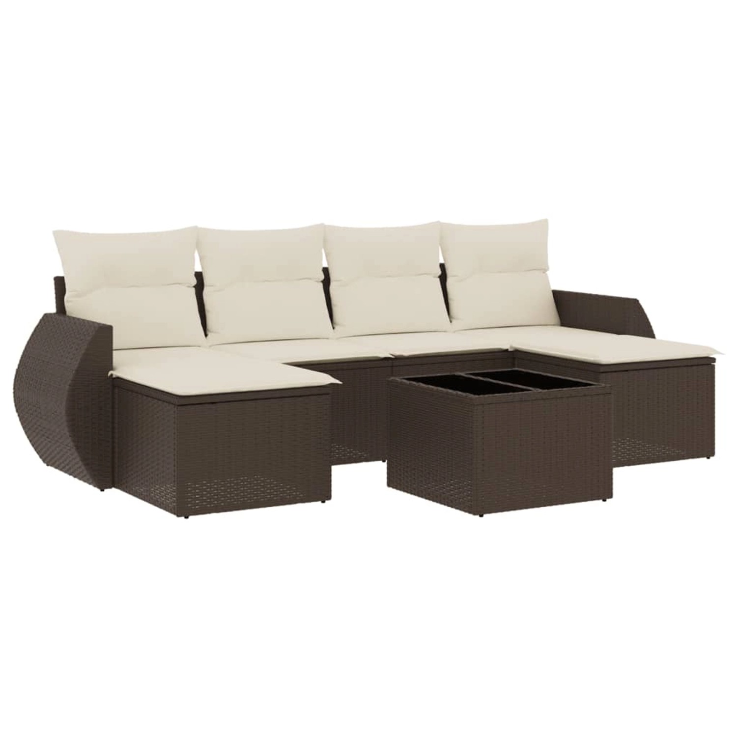vidaXL 7-Tlg Garten-Sofagarnitur mit Kissen Braun Poly Rattan 3254070 günstig online kaufen