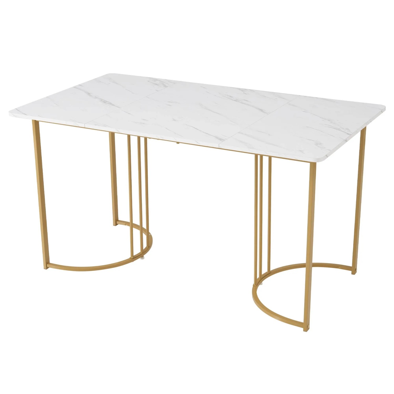 okwish Esstisch 1-St Küchentisch mit Verstellbaren Füßen für Wohnzimmer 140 × 80 cm Weiß und Gold