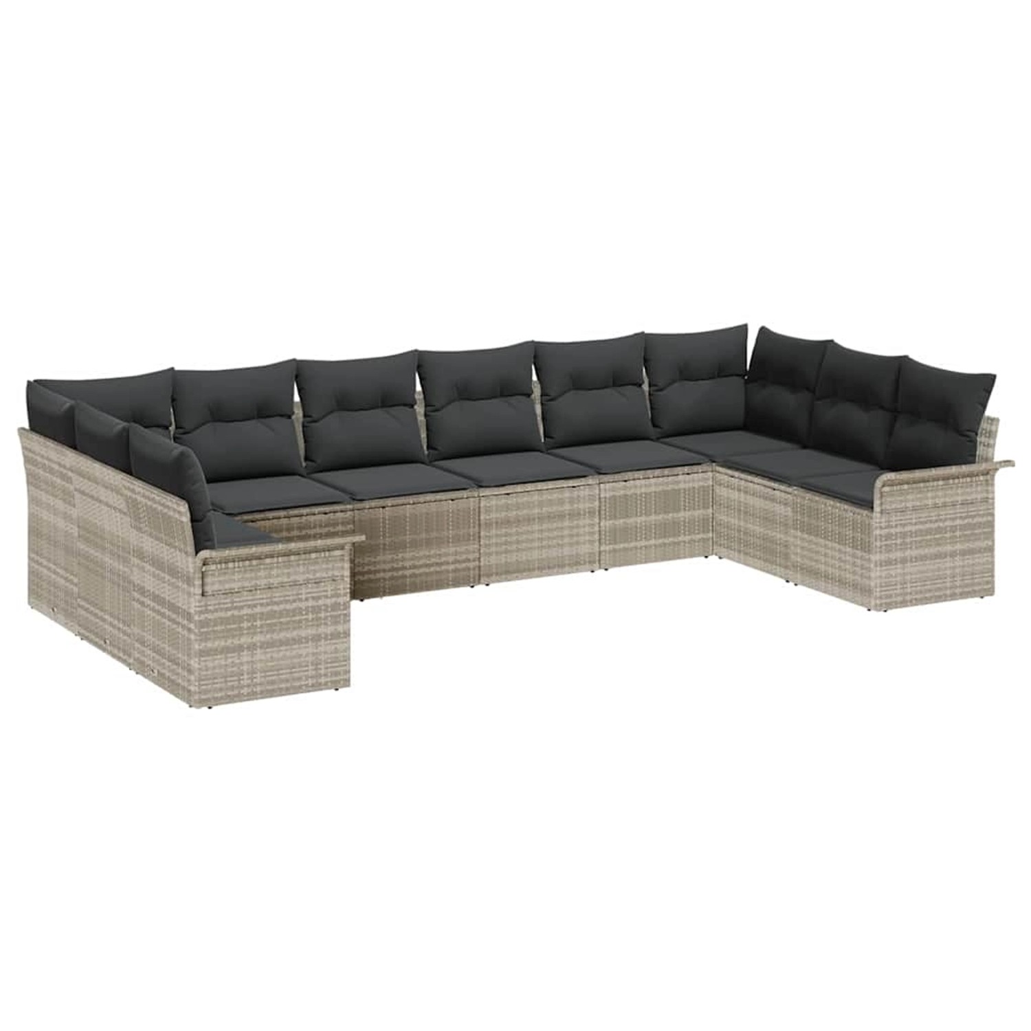 vidaXL Garten-Sofa-Set mit Kissen 10-Tlg Hellgrau Poly Rattan 3345542 günstig online kaufen
