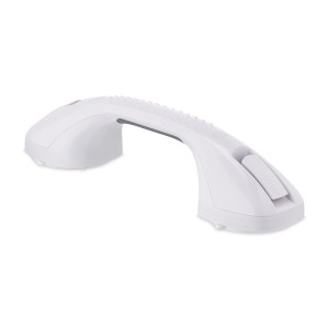 Weißer Relaxdays Haltegriff mit Saugnapf, 40cm, für Bad und WC als Badhelfer.