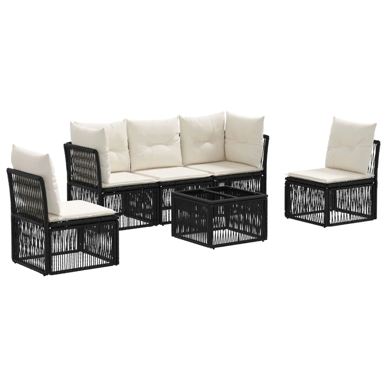 vidaXL Gartensofa-Set 6-Tlg Schwarz Poly-Rattan 3434155
