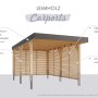 Karibu Einzelcarport aus Leimholz, naturbelassen. Holzcarport mit Flachdach und anthrazitfarbener Blende.