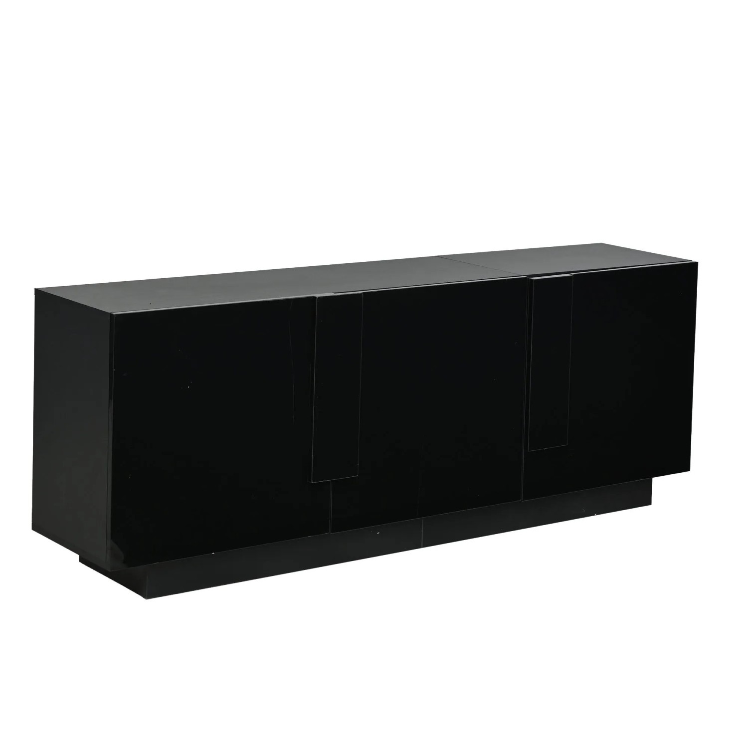 Merax Sideboard 160x35x60 cm Schwarz Hochglanz 3 Türen
