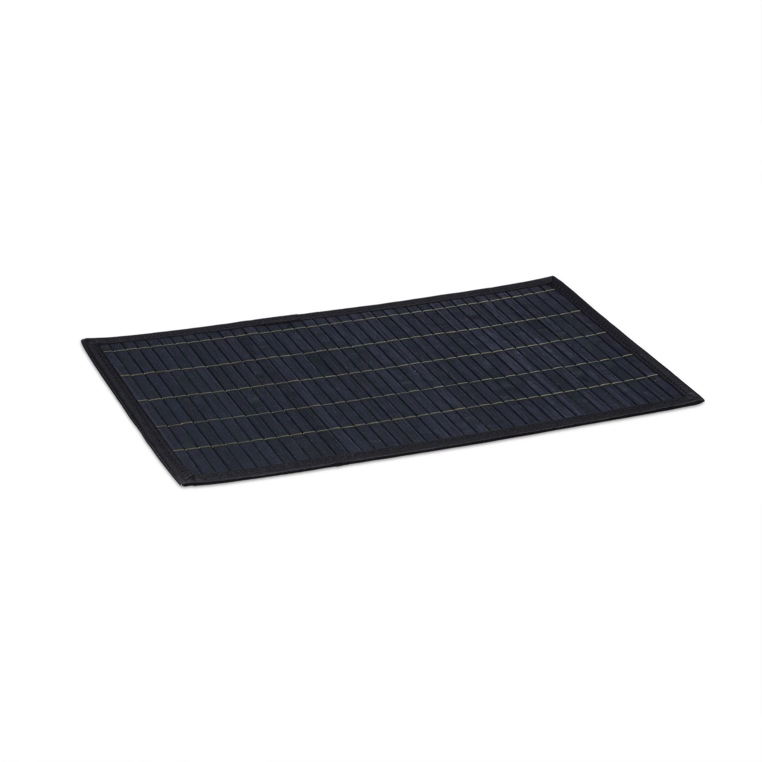 Relaxdays Tischset 6er Set Bambus Schwarz Rutschhemmend 45 cm x 30 cm