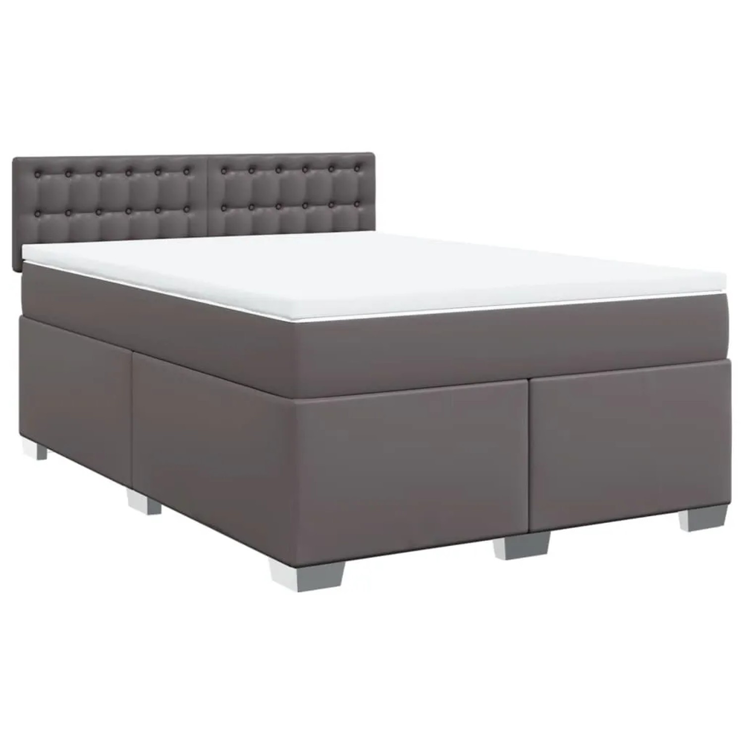 vidaXL Boxspringbett mit Matratze Grau 140x200 cm Kunstleder 3288426 günstig online kaufen