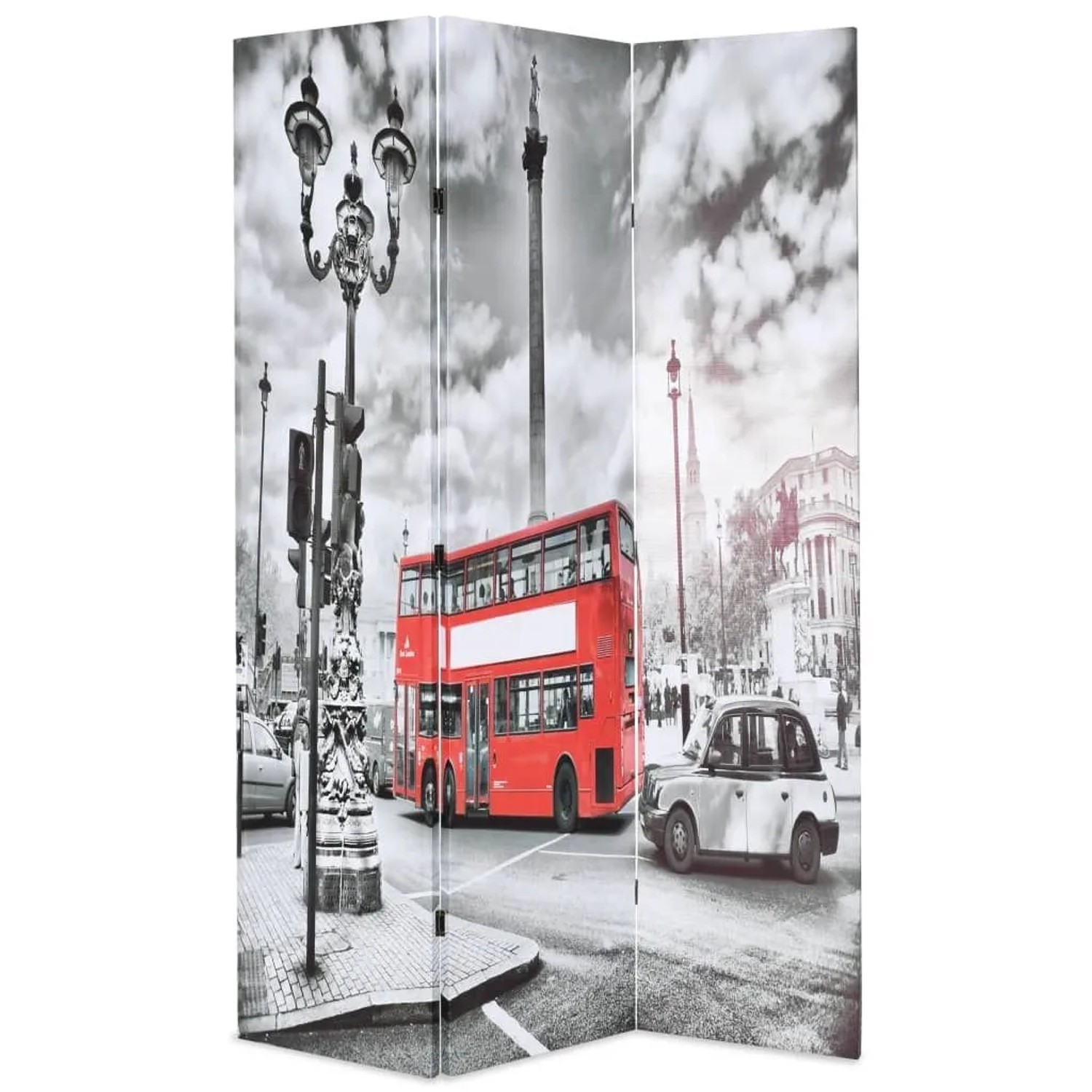 vidaXL Raumteiler Klappbar 120 x 170 cm London Bus Schwarz-Weiß 245873