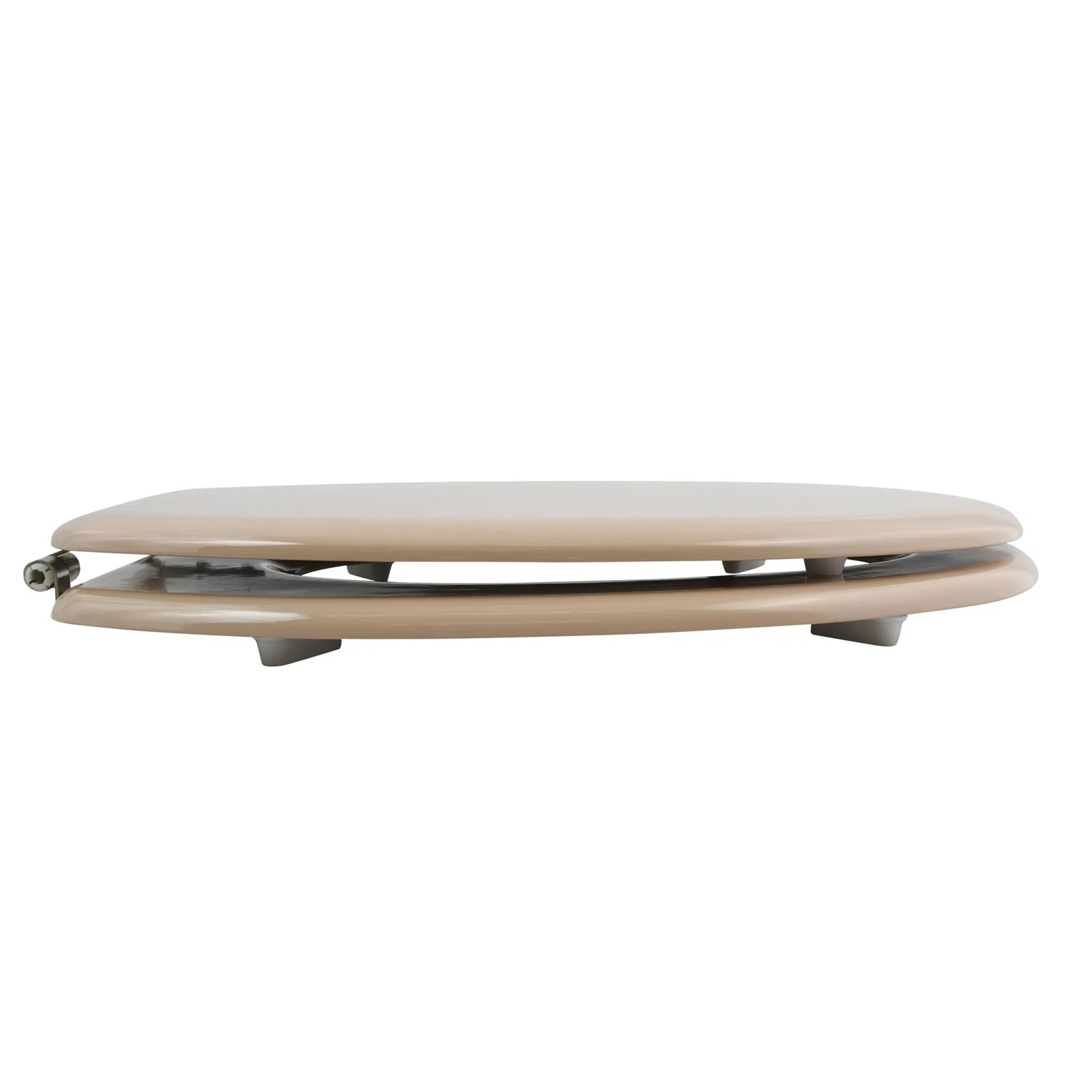 MSV WC-Sitz Cleo, MDF, beige, mit Edelstahlscharnieren, 45x37x5,6 cm.