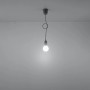 Graue Sollux Lighting Hängeleuchte Diego 1 mit E27 Fassung und Leuchtmittel an der Decke.