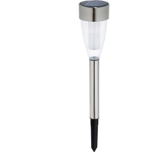 OBI LIGHTING LED-Solarspieß Doria 2er-Set aus Edelstahl, Solar-Deko für Garten und Terrasse.