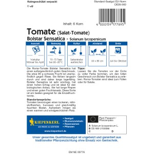 Kiepenkerl Salat-Tomate Bolstar Sensatica Samenpackung, ideal für den Anbau im Garten.