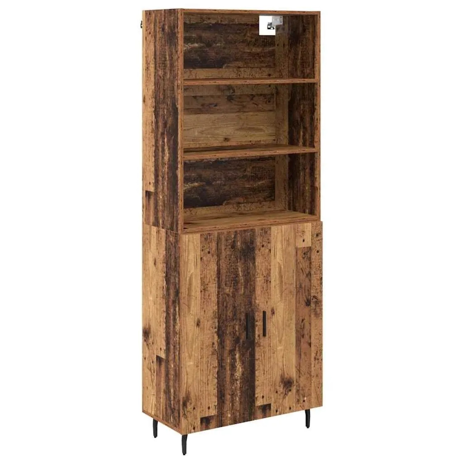 vidaXL Highboard Altholz 69,5 x 34 x 180 cm Engineered Wood und Glas 341568 günstig online kaufen