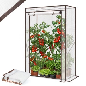 Sekey Foliengewächshaus 100x50x150 cm mit Tomaten, Salat, Kräutern. Robustes Treibhaus für den Garten, inkl. Insektenschutz.