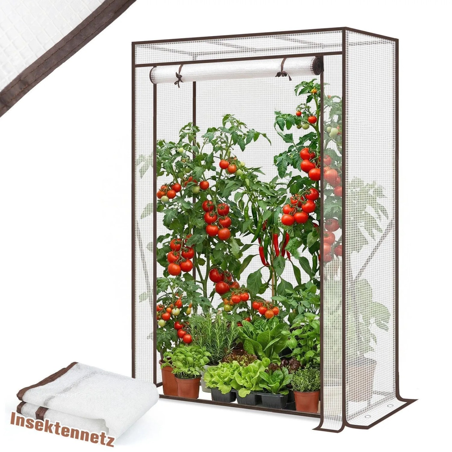 Sekey Foliengewächshaus Tomatengewächshaus Tomatenhaus Foliengewächshaus 50 x 100 x 150 cm Gartenhaus Frühbeet Gemüse Treibhaus mit PE Gitterfolie
