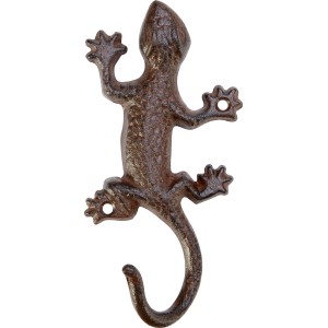 Wandhaken in Eidechsenform, Eisen, Rostrot, Gartendekoration.